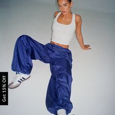 Nwt Motel Rocks Navy Blue Wide-leg Parachute Pants For Streetwear, Blue Full-length Parachute Pants For Streetwear, Blue High Waist Parachute Pants For Streetwear, High Waist Blue Parachute Pants For Streetwear, Blue Full-length Parachute Pants, Casual Blue Wide-leg Parachute Pants, Blue High Waist Stretch Parachute Pants, Stretch High Waist Blue Parachute Pants, Blue Wide-leg Pants For Streetwear