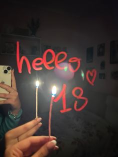 Red lipstick, mirror written, iphone 14, franch nails ,birthday candle ,18th birthday Aesthetic Birthday Candles, Happy 18th Birthday Quotes, Lipstick Mirror, Nails Birthday, 18th Birthday Decorations, Birthday Plans, Happy Birthday 18th, Birthday Shots