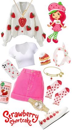 Strawberry Core Outfit, Strawberry Shortcake Outfit Inspiration, Strawberry Aesthetic Outfit, Strawberry Shortcake Inspired Outfit, Strawberry Shortcake Cosplay, Strawberry Shortcake Hair, Strawberry Shortcake Halloween, Strawberry Shortcake Aesthetic, Strawberry Headband