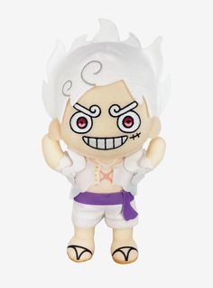 an image of a stuffed toy doll with big eyes and white hair on it's head