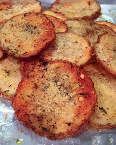 some food is on a plate with the caption'easy oven roasted potatoes '