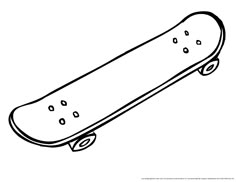 a skateboard is shown in black and white