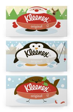 three boxes with different types of food on them in the shape of santa claus's sleigh