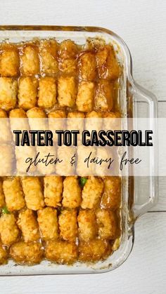 tater tot casserole with text overlay