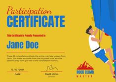 a man climbing up the side of a mountain on a rock climber's certificate