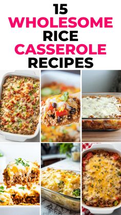 Image for 15 WHOLESOME RICE CASSEROLE RECIPES Rice Meal Ideas For Dinner, Rice Dinners Healthy, Brown Rice Casserole Recipes, Rice Hotdish, Rice Dishes Easy, Man Recipes, Yummy Casserole Recipes, Simple Dinner Recipes