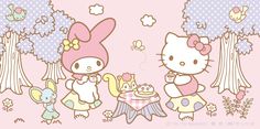 hello kitty and her friends are having tea in the park