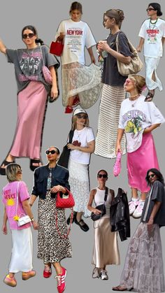 Skirt And Oversized Shirt, Satin Maxi Skirt, Satin Maxi, Satin Skirt, Oversized T Shirt, Spring Summer Outfits, Oversized Shirt, Oversized Tshirt, Maxi Skirt