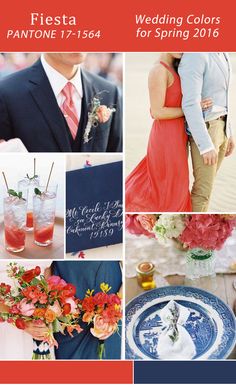 a collage of photos with flowers in vases and wedding colors for spring 2016