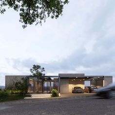 a car is parked in front of a house