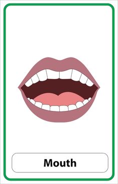 an open mouth with the word mouth on it's front and bottom corner, which is