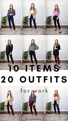 Petite friendly outfits for work via pumps and push-ups blog | 10 Items 20 Outfits for work | Capsule wardrobes | petite style Women’s Casual Work Outfits, 3 3 3 Outfits, Women’s Work Clothes, Business Casual Capsule Wardrobe 2023, Smart Formals Women, Outfits For Office Work Casual, Fall Work Outfits For Women 2022, Womens Casual Work Outfits, Women’s Casual Outfits