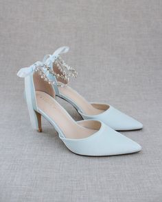 White Dress Blue Heels, Light Blue And Silver Wedding, Summer Wedding Bridesmaids, Wedding Shoe Ideas, Baby Blue Heels, Light Blue Heels, Blue Bridal Shoes, Blue Wedding Shoes, Wedding Pumps