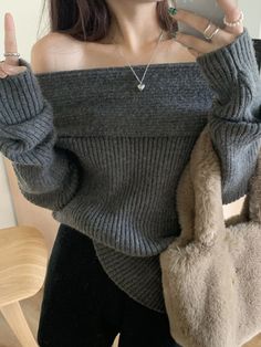 ⚡Buy 2023 Solid Off Shoulder Knit Sweater Gray M under $29.00 in Sweaters at AnotherChill.com Online. Style: Casual/Street/Vintage/Preppy/Sweet/Sexy. Fabric Content: Polyester. Fit Type: Loose Fit. Neckline: Off Shoulder. Sleeve Length: Long Sleeve. ✓2023 S/S OUTFITS. Check reviews and buy Solid Off Shoulder Knit Sweater today. Off Shoulder Knit Sweater, Beige Pullover, 2000s Outfits, 2 Piece Skirt Set, Vintage Preppy, Crop Top Dress, Grey Knit Sweater, Off Shoulder Sweater, Beige Sweater