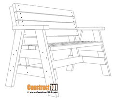 a drawing of a wooden bench that is in the shape of a child's chair