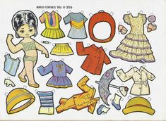 an old paper doll's sewing pattern with clothes and accessories for children to wear