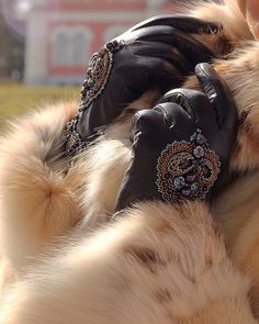 Horror Clothes, Beaded Gloves, Elegant Goth, French Wardrobe, Beaded Accessories, Fur Fashion, Embroidery Dress