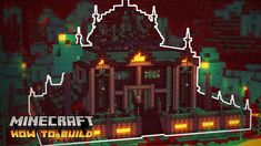 an image of a house made out of legos in minecraft style with green and red lighting