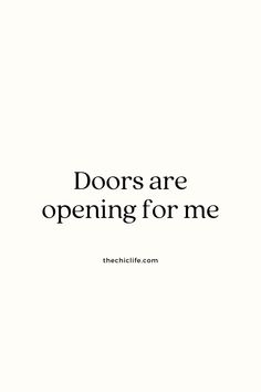 the words doors are opening for me in black and white text on a white background