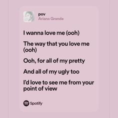 a pink background with the words, i love you from your point of view