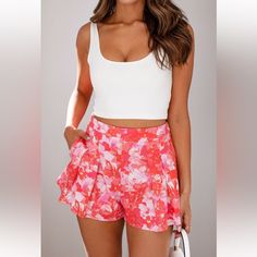 - Brand New - Fitted And Flattering - Size Small - Brand: Priceless Chic Red Floral Print Bottoms, Chic Red Shorts For Spring, Chic Red Spring Shorts, Chic Red Beach Shorts, Zara Red Summer Bottoms, Trendy Red Shorts For Day Out, Red High Waist Shorts For Day Out, Chic Red Shorts For Day Out, Red Shorts For Beach In Spring