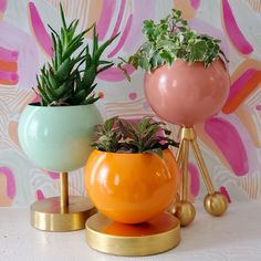 Colorful planters on pink abstract paper Window Sill Plants, Birthday Party Props, Apartment Decoration, Sazerac, Mediterranean Blue, Raised Planter, Small Planter, Sputnik Chandelier, Plant Collection