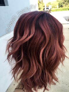 Colormelt/balayage/baliage/ombre/pink/purple/plum/colored hair/color/layers/medium Gold Ombre Hair, Rose Gold Hair Ombre, Black Balayage, Red Highlights, Shoulder Length Hair Cuts, Rose Gold Hair, Ombre Hair Color, Hair Blonde