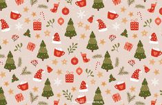 seamless christmas pattern with presents and trees