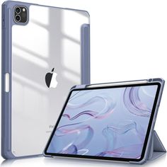 the back and side of an ipad case, with its cover open to show it's design