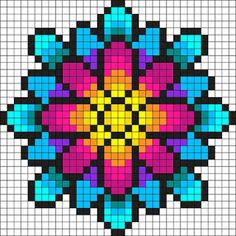 a cross stitch pattern with different colors and shapes on the bottom, including blue, pink,