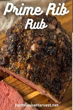 prime rib rub on a cutting board with the title text overlay reads prime rib rub