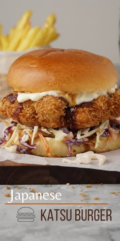 japanese style burger- chicken katsu Cabbage Japanese, Crispy Chicken Katsu, Japanese Chicken Katsu, Katsu Burger, Chicken Katsu Recipes, Katsu Recipes, Japanese Mayo, Crispy Chicken Burgers, Fried Chicken Burger