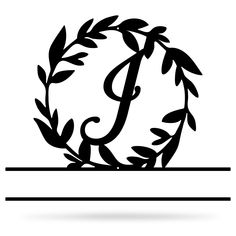 the letter j is made up of leaves and branches in black on a white background