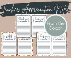 teacher appreciation notes from the coach