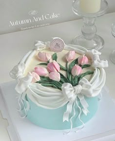 there is a cake with flowers on it