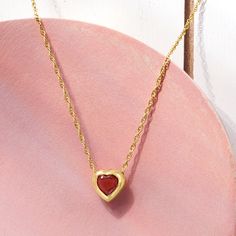 Ross-Simons - .30 Carat Garnet Heart Necklace in 14kt Yellow Gold. 18". RS Pure. Modern designs that complete your outfit and complement your personality. Romanticize everything in your life - even your layered looks. This dainty necklace will have you swooning, featuring a rich .30 carat heart-shaped garnet in a simple setting of 14kt yellow gold. Suspends from a rope chain with a 2" extender. Springring clasp, garnet heart necklace. Garnet birthstones are the perfect gift for January birthdays Garnet Heart Necklace, Garnet Necklace Gold, Garnet Heart, Garnet Birthstone, Garnet Necklace, Yellow Gold Jewelry, Gold Heart Necklace, Dainty Necklace, Heart Bracelet