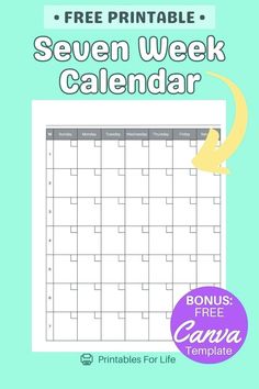 the free printable seven week calendar for kids