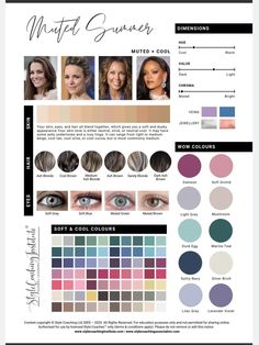 Muted Summer Palette, Soft Summer Makeup Ideas, Muted Summer Makeup Looks, Soft Summer Dark Hair, Kate Middleton Color Analysis, True Muted Color Palette, Dusty Summer Color Palette, Toasted Soft Summer Color Palette, Muted Summer Hair Color