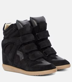 Bekett leather and suede sneakers in black - Isabel Marant | Mytheresa Isabel Marant Sneakers, Isabel Marant Shoes, Heels Boots, Happy Days, Wedge Sneakers, Suede Sneakers, Dream Shoes, Winter Shoes, Casual Shoes Women