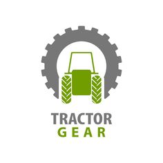 the tractor gear logo is shown in green and gray colors, with an image of a tractor