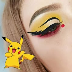 Pikachu Makeup, Crazy Eye Makeup, Anime Makeup, Stunt Doubles, Graphic Makeup, Halloween Makeup Inspiration, Eye Makeup Steps