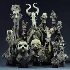 an assortment of halloween figurines are displayed on a table with the caption saying,