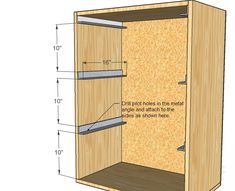 an image of a cabinet with measurements for the door and shelves on each side,