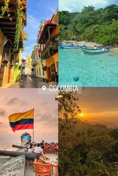 the collage shows several different places in colombia