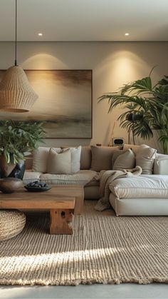 landelijke woonkamer met neutrale tinten Japandi Interior Design Living Room, Calm Living Room, Swedish Interior Design, Tropical Living Room, Japandi Interior Design, Condo Interior Design, Elegant Living Room Design, Condo Interior, Living Room Plants