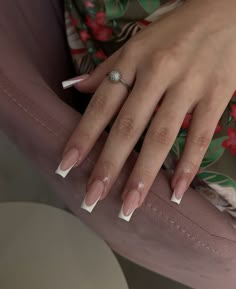 Cute Simple Classy Nails, French Tip Nails Mid Length, Deep French Square Nails, Types Of Acrylic Nails Shape, France Nails Ideas, Soft Square French Nails, Short Thick French Tip Nails, Tapered French Tip Nails, Fine French Tip Nails