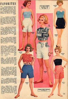 Early 1960s Fashion, 1960s Fashion Women, 1960’s Fashion, Tops And Shorts, Decades Of Fashion, 1960s Dresses, 1960 Fashion, 1960s Outfits, 60s And 70s Fashion