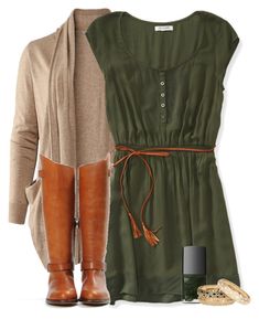 "Untitled #522" by ohsnapitsalycia ❤ liked on Polyvore featuring H&M, AÃ©ropostale, rag & bone, NARS Cosmetics and Kate Spade Olive Dress Outfit Fall, Olive Green Dress Outfit Fall, Green Dress With Cardigan, Olive Dress Outfit, Army Green Dress Outfit, Olive Green Dress Outfit, Green Dress Outfit, Army Green Dress, Boots Dress