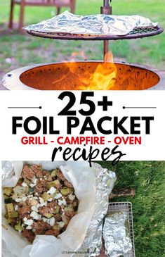 the grill is covered with foil, and there are two pictures that show how to use it