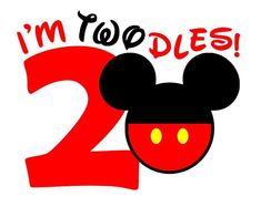 i'm too des mickey mouse birthday card with the number two in red and black